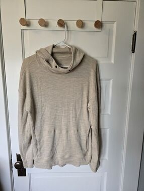 Woolx Callie 100% Merino Wool Hoodie Cream Heather Large